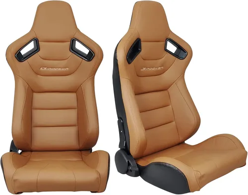 Miniatura 22 de FREEMOTOR802 Asientos universales para vehículos de carreras, asientos deportivos reclinables con deslizadores de doble bloqueo ajustables, 1 par