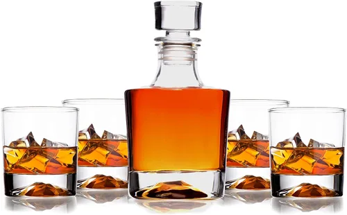 Juego de 4 vasos de whisky, tapón hermético para vino, bourbon, brandy, jugo, agua, juegos de decantadores para hombres, regalos de Navidad para