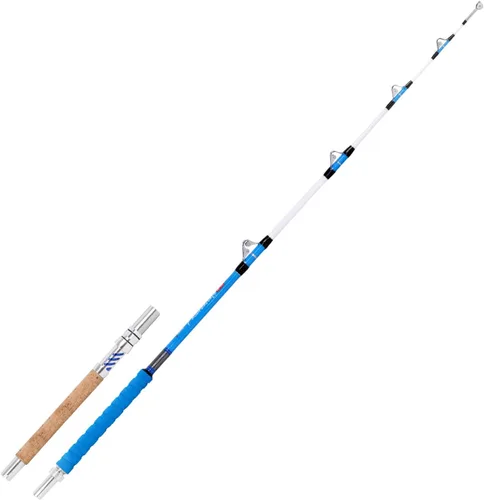Miniatura 2 de Fiblink Caña de pescar de agua salada, caña de arrastrar resistente para barco convencional, barra de pie de mar profundo con guías de rodillos