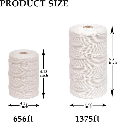 Miniatura 5 de Cuerda de algodón para carniceros de 656 pies, cuerda de cocina de 0.079 in, segura para alimentos para panaderos, carne y asado, envoltura