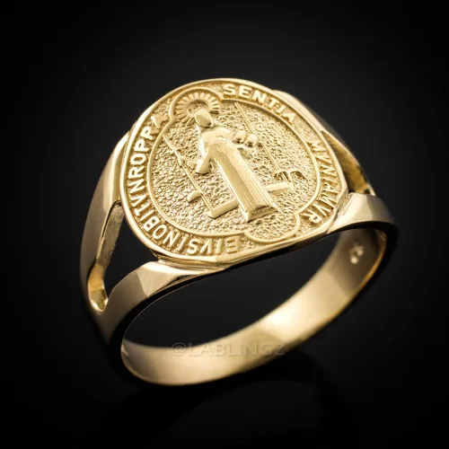 Miniatura 2 de Anillo de oro amarillo de 14 quilates de San Benito para mujer
