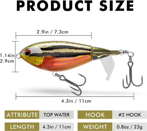 Miniatura 6 de TRUSCEND PoPobait con ganchos BKK, señuelos de pesca para lubina, lucio, lucio, perca almizclada, señuelo flotante para agua dulce o salada