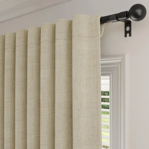 Miniatura 13 de Rinwoc - Cortinas 100% opacas para dormitorio, cortinas con aislamiento térmico de 1.6 m de longitud, 2 paneles, lino texturizado de estilo granja