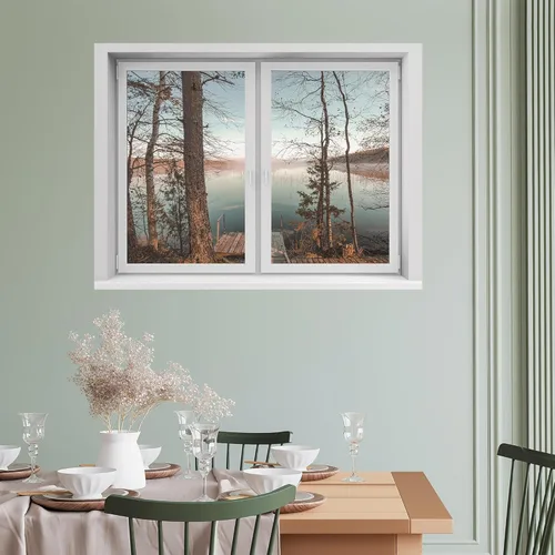 Miniatura 32 de SIGNWIN Adhesivo de pared removible/mural de pared para ventana, vegetación exuberante y árboles iluminados por el sol, fotografía, realismo