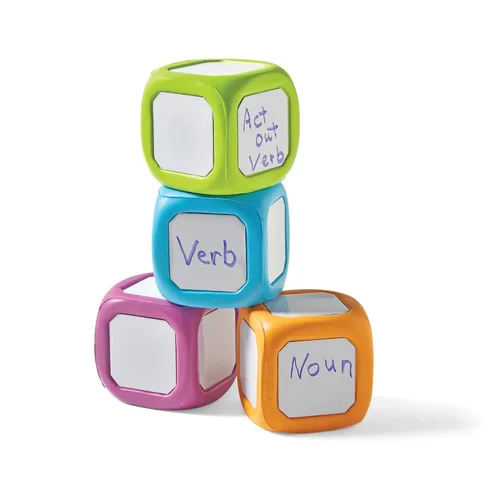 Miniatura 3 de hand2mind Dados pequeños de plástico para escribir y limpiar para niños de 5 a 8 años, superficie de borrado en seco en todos los lados, dibujar