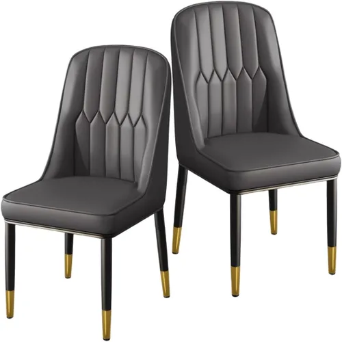 YVYKFZD Dining Chairs Set of 2/4, Kitchen Chairs with Back and Metal Legs, PU Leather Dining Room Chair, Armless Comfy Side Chair, for Living Room,