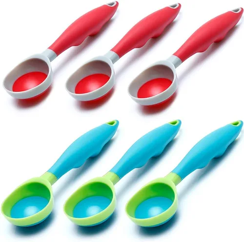 Cuchara para helado, 2 piezas antiadherente anticongelante de grado alimenticio PPR + pala de goma para helado con el diseño de agujero colgado,