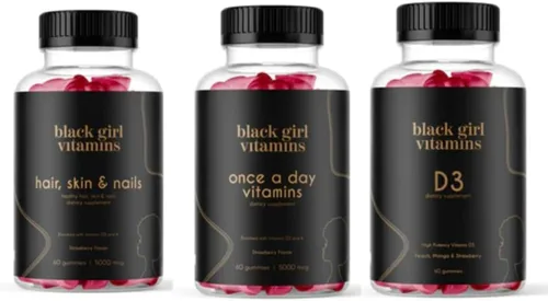 Black Girl Vitamins Look Good Feel Good Bundle – Cabello, Piel y Uñas, Vitamina D3 2000UI y Multivitamínico de Una Vez al Día - Juego de Suplementos