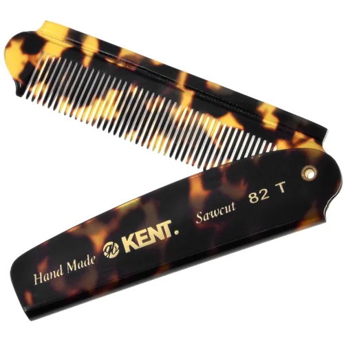 Miniatura 12 de Kent 82T Peine de bolsillo plegable hecho a mano para hombres, peine de dientes finos para peinar y alisar el cabello todos los días, para barba