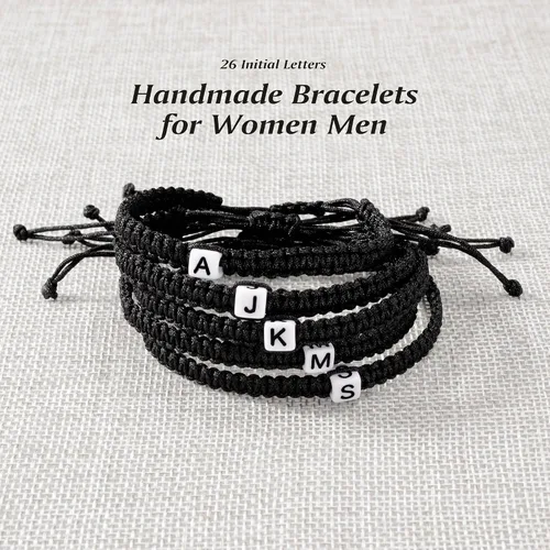 Miniatura 10 de Pulseras hechas a mano, pulseras para mujeres y hombres, pulsera ajustable con inicial, regalos de joyería para mamá, esposa, novia, ella, amigos