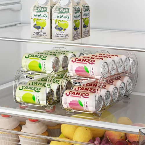 Organizador de bebidas para refrigerador, dispensador organizador de latas de soda para refrigerador con rodado automático, organiza latas de