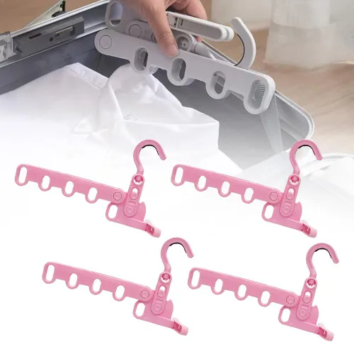Miniatura 9 de 4 perchas plegables de viaje, colgador de ropa plegable portátil con 5 agujeros, colgador de ropa montado en la pared, estante de secado plegable