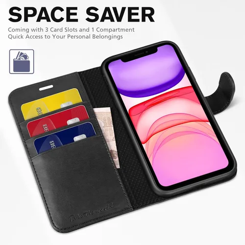 Miniatura 7 de TUCCH Funda tipo cartera para iPhone 11, [con bloqueo RFID] ranuras para tarjetas, soporte, cierre magnético, funda protectora de piel sintética