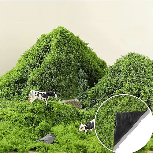 Miniatura 7 de Tapete de musgo verde artificial, alfombra de pared de césped con tela base de 39.37 x 39.37 pulgadas, musgo falso para manualidades, musgo