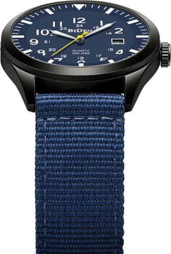 Miniatura 4 de Relojes militares para hombre, reloj militar militar de cuarzo analógico impermeable para hombre, pantalla de fecha, nailon táctico, deportes