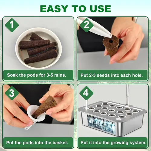 Miniatura 5 de Seed Starter - Esponjas de cultivo para aerogarden, cápsulas de repuesto equilibradas con PH para sistema hidropónico de interiores, paquete de 50