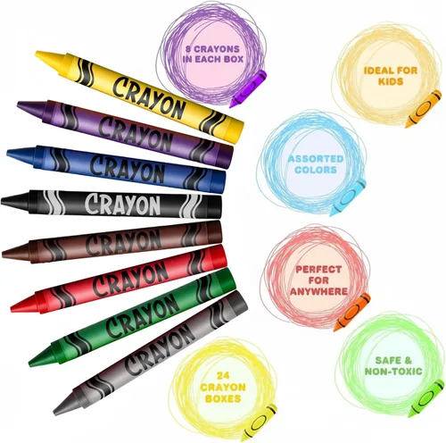 Miniatura 3 de ArtCreativity Paquetes de crayones a granel, 24 juegos de 8 paquetes de crayones (192 unidades), crayones de aula para estudiantes, recuerdos