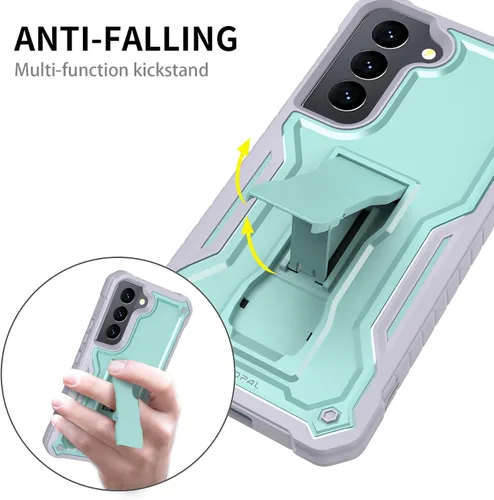 Miniatura 7 de Funda para Samsung Galaxy S22 5G (solo no es compatible con Plus o Ultra), funda de protección de grado militar con protector de pantalla HD y Verde