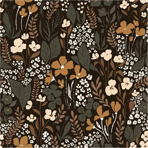 Papel tapiz floral oscuro, papel de contacto vintage bohemio apto para inquilinos, color marrón retro, decoración de pared autoadhesiva para