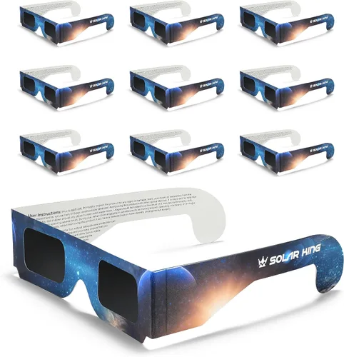 Medical King - Gafas de eclipse solar, paquete de 10 gafas con certificación ISO 12312-2 y CE para visión segura, eclipse solar 2026, el eclipse 12