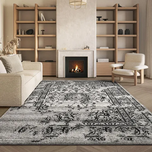 Miniatura 31 de SAFAVIEH Colección Adirondack Alfombra de Área - 4' Redonda, Marfil y Plata, Diseño Oriental Envejecido, No Desprende Pelusa y de Fácil Cuidado