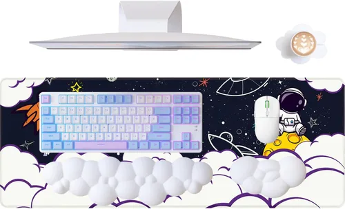 Miniatura 16 de ATTACK SHARK Alfombrilla de mouse 4 en 1, reposamuñecas para teclado, soporte para reposamuñecas y juego de posavasos de cuero con alfombrilla