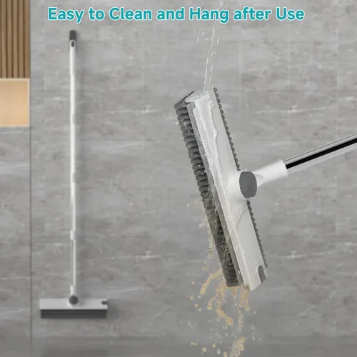 Miniatura 7 de Cepillo de limpieza para piso con mango largo ajustable de longitud, 3 en 1 cepillo de fregado de piso de cerdas rígidas de 90° con escobilla