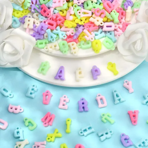 Miniatura 6 de LiQunSweet 1000 piezas de acrílico opaco con letras mixtas del alfabeto, dijes iniciales para aretes, collares, pulseras, llaveros, joyas