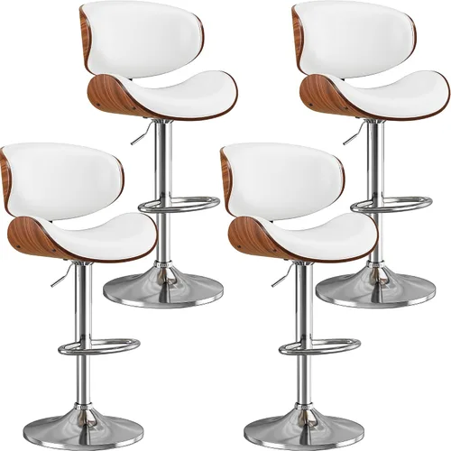 Miniatura 27 de Taburetes de bar, taburetes de bar giratorios ajustables para isla de cocina, sillas de barra de cuero moderno de mediados de siglo de altura