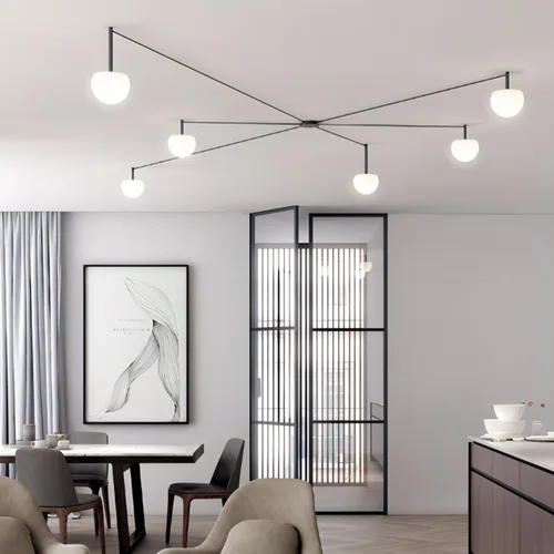 Miniatura 4 de Lámpara de Techo Semiempotrada de Cristal Negro de 3 Luces Adecuada para Salas de Estar, Dormitorios, Pasillos, Comedores, Comedores, Lámpara