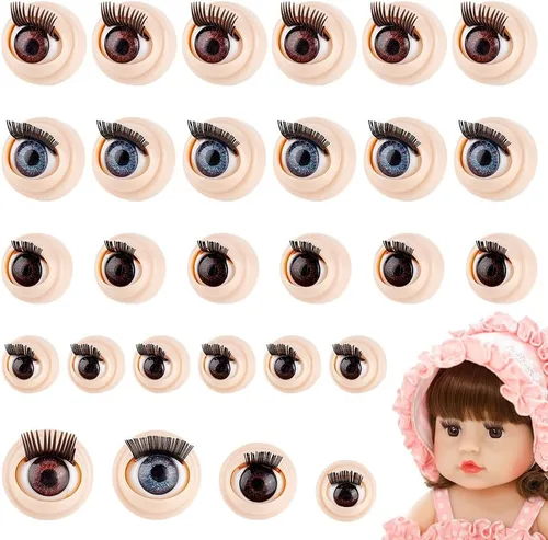 PH PandaHall 16 pares de ojos de seguridad 3D con pestañas, 4 estilos de ojos de marioneta, ojos de marioneta amigurumi, ojos movibles de dibujos