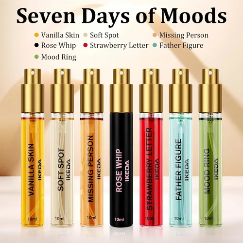 Miniatura 2 de Ikeda - Juego de perfume de 7 piezas, 0.3 fl oz y 20% Eau de Parfum con estuche de viaje, larga duración 8-12H, incluye piel de vainilla, látigo