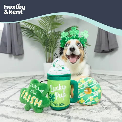 Miniatura 4 de Huxley & Kent Divertido juguete para perros con chirriante – Juguetes chirriantes de felpa del día de San Patricio para perros pequeños, medianos