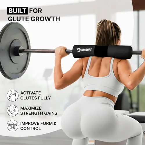 Miniatura 3 de DMoose Fitness Almohadilla de Barra para Empuje de Cadera, Sentadillas y Estocadas - Cojín de Espuma Gruesa Antideslizante para Soporte de Cuello