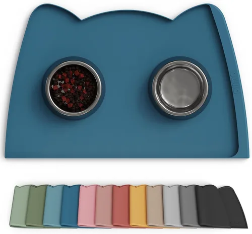 Miniatura 14 de OHMO - Tapete de silicona para comida para gatos, tapete de alimentación de mascotas para el piso, antideslizante e impermeable, bandeja para agua