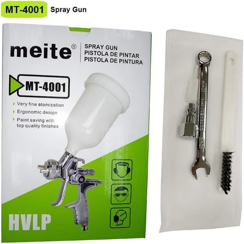 Miniatura 5 de meite Boquilla de 0.06 pulgadas, 30 PSI de alimentación por gravedad, diseño HVLP, pistola de pulverización de aire profesional - MT-4001-14G