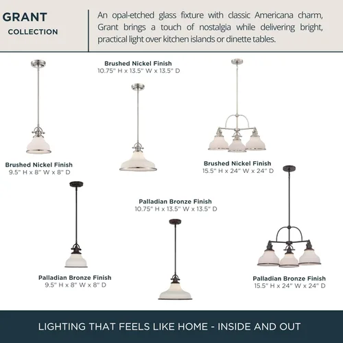 Miniatura 5 de Quoizel Grant Mini Lámpara Colgante, 8 Pulgadas 1-Luz Bronce Paladiano Cristal Ópalo Grabado Lámpara Colgante, Lámpara de Techo Colgante para Isla
