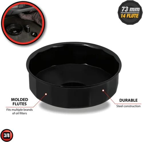 Miniatura 3 de Performance Tool W54065 - Llave para tapa de filtro de aceite de 73 mm con 14 estrías