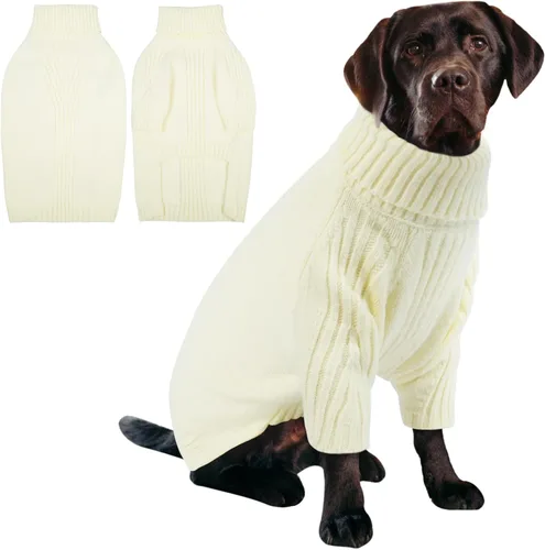 Miniatura 53 de IECOii Suéter extragrande para perro, suéteres térmicos cálidos para perros de raza gigante, ropa de punto, cuello alto de invierno, elástica