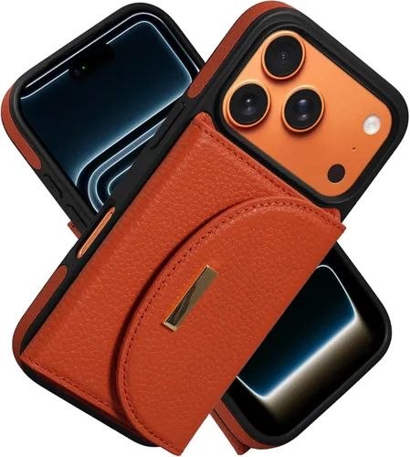 Miniatura 45 de Funda tipo cartera para iPhone 15 Pro de 6.1'', funda plegable con ranuras para tarjetas, soporte con anillo y atril, cubierta protectora tipo folio