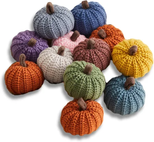 Miniatura 22 de Your Heart's Content Juego de 5 mini calabazas de punto, regalo pensativo, favorito de otoño, rellenos de cuencos de otoño, decoración de bandeja