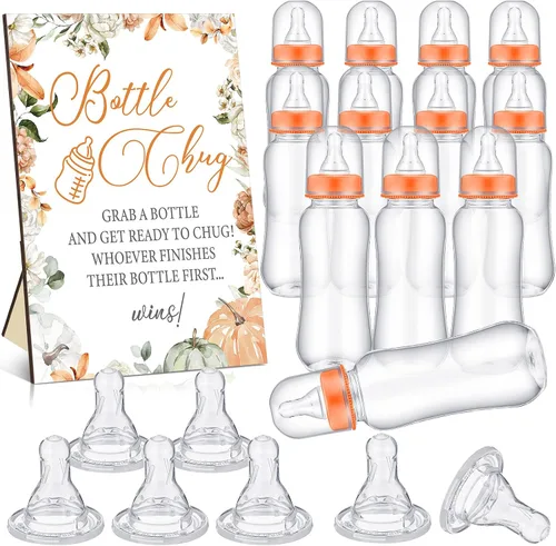 Miniatura 18 de TrelaCo Safari Cool Baby Shower Games Bottle Chug Sign Wooden Jungle Animals Set de regalo para revelación de género suministros de fiesta y 12