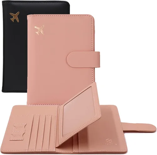 Miniatura 30 de Melsbrinna - Funda para pasaporte, ranuras para tarjetas, bonita funda para pasaporte para mujeres/hombres, resistente al agua con bloqueo RFID