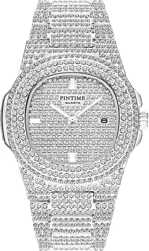 Reloj unisex de lujo con diamantes de cristal, reloj de cuarzo de cara grande para mujer, reloj de cuarzo para hombre, color dorado, color plateado,