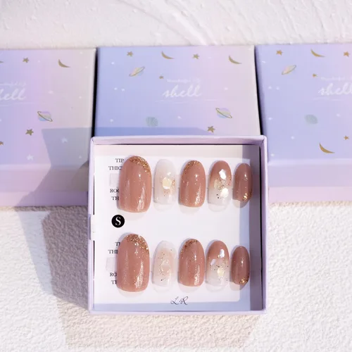 Miniatura 11 de LIGHT RAIN - Uñas a presión medianas con diseño de galaxia Andromeda, de lujo, reutilizables, de siete capas, con acabado UV, uñas postizas hechas a