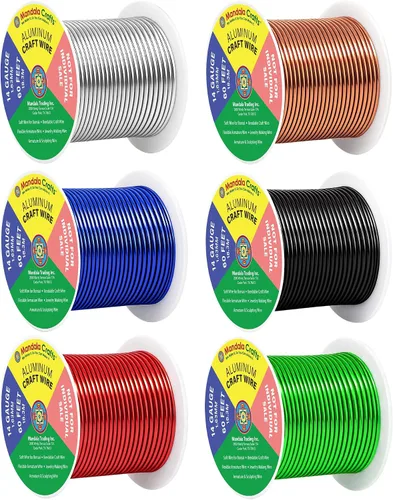 Miniatura 165 de Mandala Crafts - Alambre de aluminio anodizado de 8 calibre para hacer joyas - 9.75 m de alambre flexible negro colorido - Flexible para bonsái