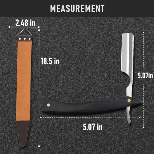Miniatura 5 de Maquinilla de afeitar recta con estuche - Afeitadora profesional de borde recto de acero inoxidable premium para barbero con estuche de afeitado