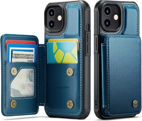 Miniatura 79 de Vinich Funda tipo cartera para iPhone 11 con tarjetero, bloqueo RFID, ranuras de crédito, función atril, a prueba de golpes, para iPhone 11 de 6.1