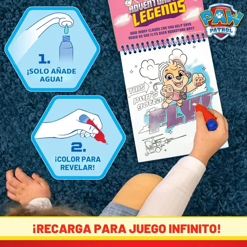 Miniatura 4 de Paw Patrol Aqua Art, Colorea 4 páginas de Aqua Art reutilizables con un bolígrafo de agua, actividades reutilizables sin desorden para niños