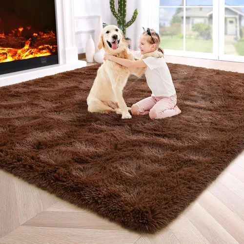 Miniatura 33 de Noahas - Alfombra suave y afelpada para habitación de niña y sala de estar, colorida, decoración para guardería, teñido anudado arcoíris, azul